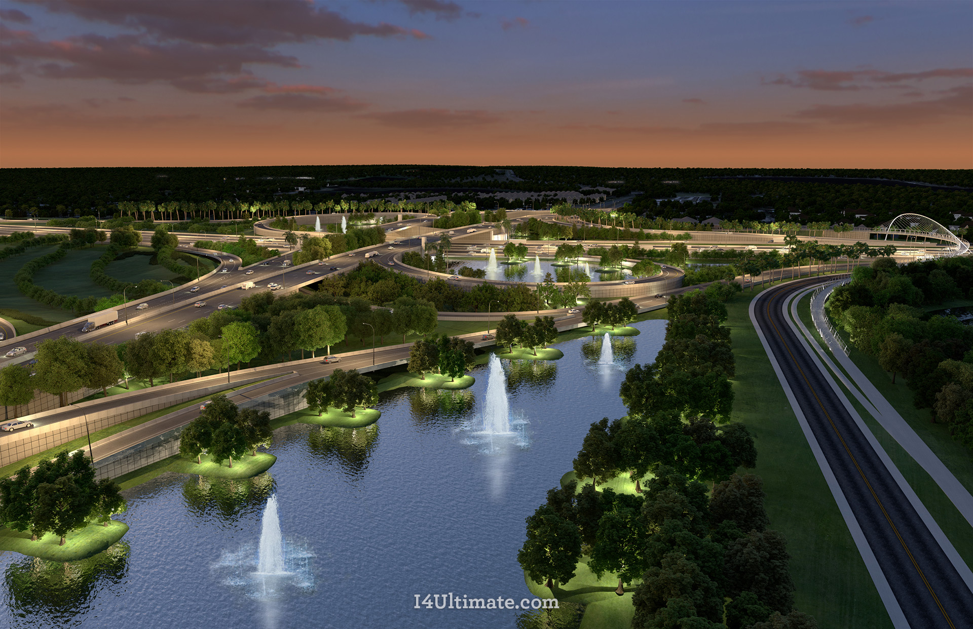 Rendering: I-4 Ultimate - I-4 and Maitland Blvd. (Night)