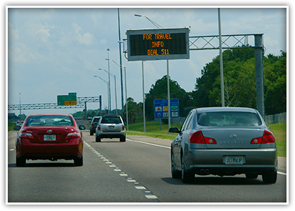 CCTV cameras and vehicle detector sensors on I-4 and other arterial state roads provide information via highway message boards. 